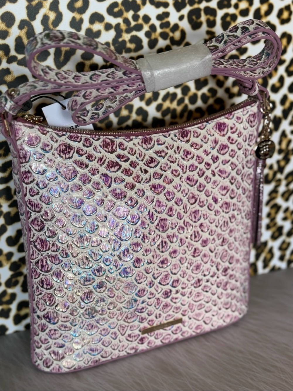 HARDTOFIND Brahmin Katie Floralite Crossbody Purple Iridescent Glow Tassel NWT - Picture 4 of 14